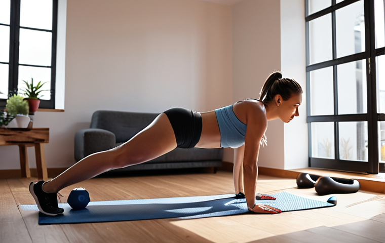 **A person exercising at home with a resistance band. Focus on proper form and a comfortable workout space. The scene should be well-lit and encouraging.**