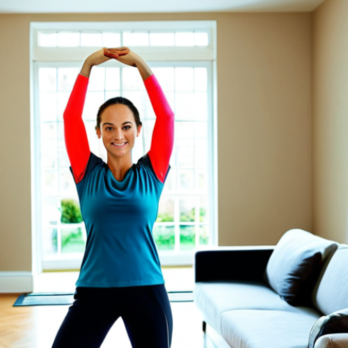 Home 18 **
A woman in a professional setting, fully clothed in modest workout attire, performing arm circles in a brightly lit living room. Safe for work, appropriate content, perfect anatomy, natural pose, professional.
**