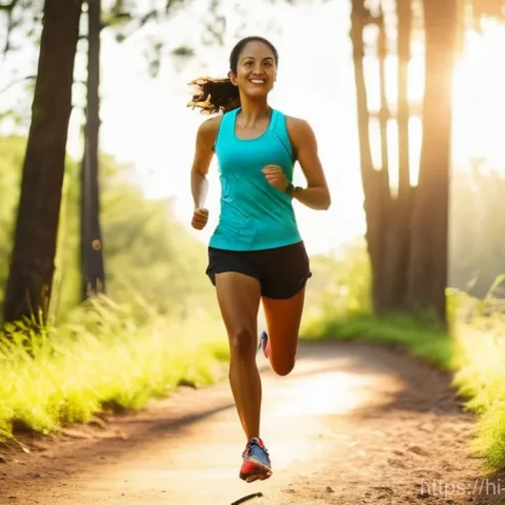 지구력 강화를 위한 인터벌 러닝 - **Prompt: Empowered Trail Runner at Golden Hour**
    "A vibrant, dynamic full-body shot of a young,...