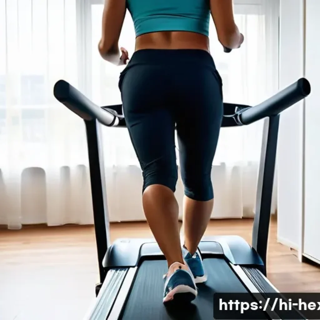 홈트에 적합한 접이식 러닝머신 추천 - A modern foldable treadmill designed for home use in a compact apartment setting, showing a sleek, l...