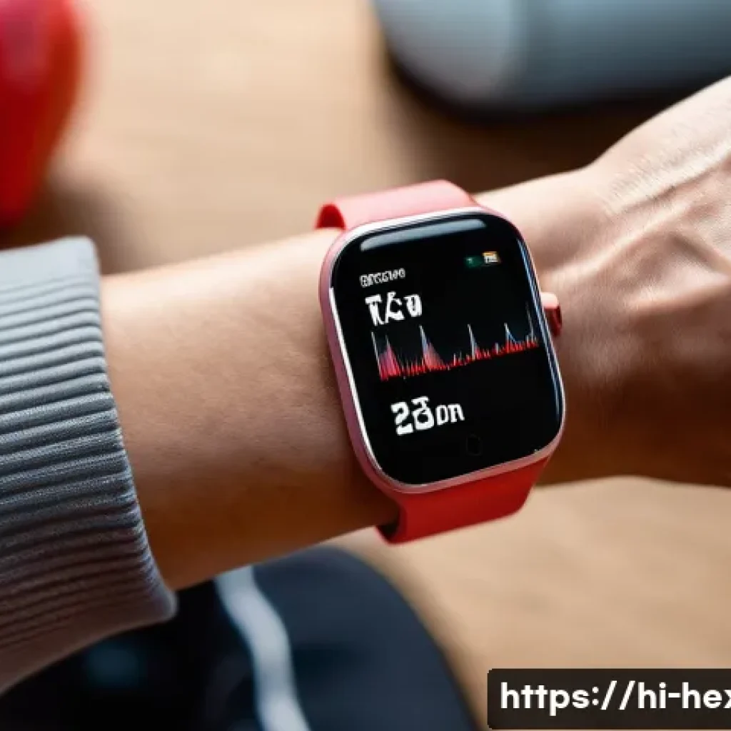 스마트워치 운동 모니터링 기능 비교 - A detailed, realistic image of a modern fitness smartwatch on a person’s wrist during an intense car...